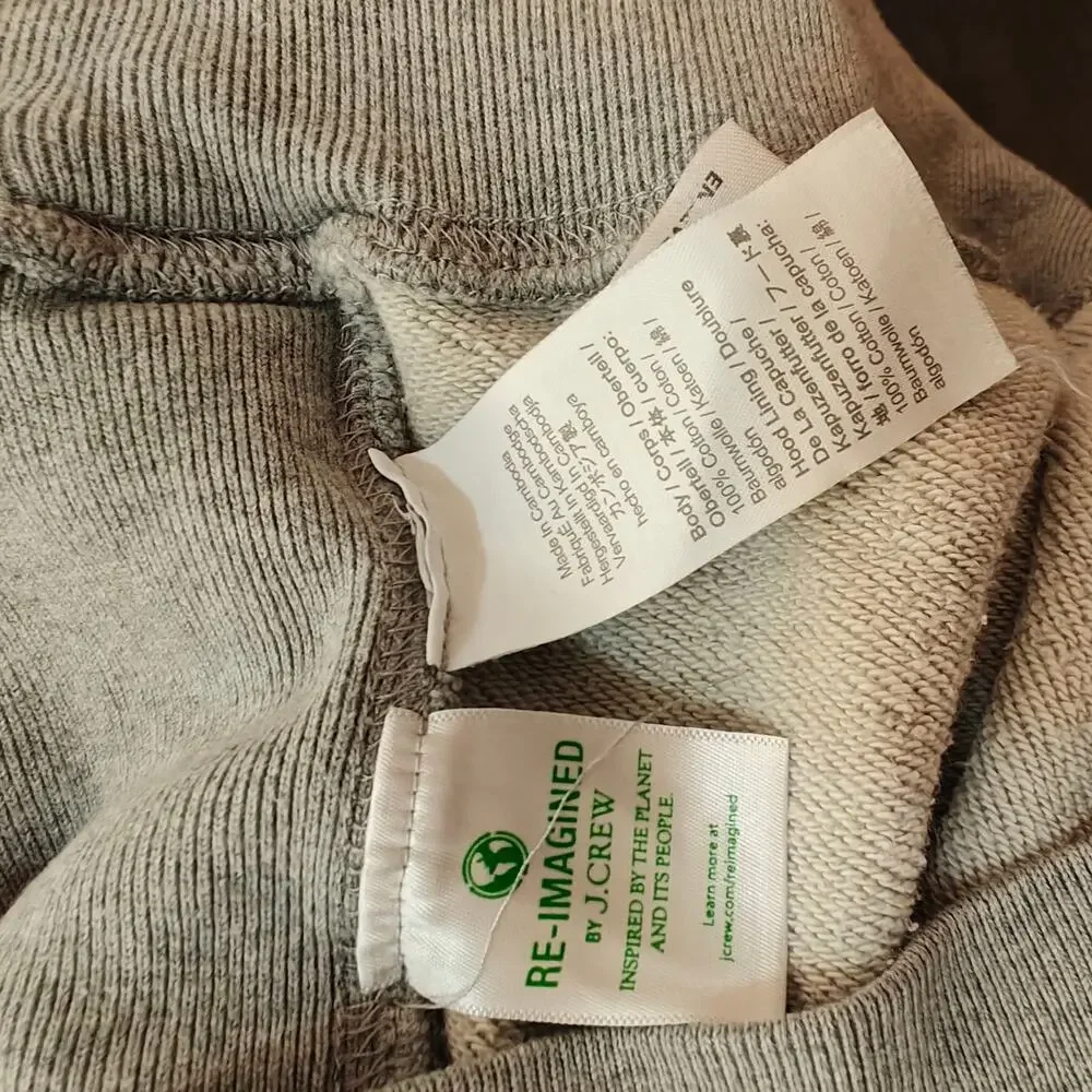 J.Crew Re-Imagined Gray French Terry Hoodie Mens Large